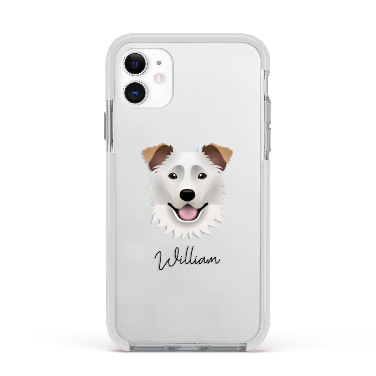 Border Collie Personalised Apple iPhone 11 in White with White Impact Case
