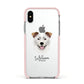 Border Collie Personalised Apple iPhone Xs Impact Case Pink Edge on Silver Phone