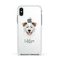 Border Collie Personalised Apple iPhone Xs Impact Case White Edge on Silver Phone