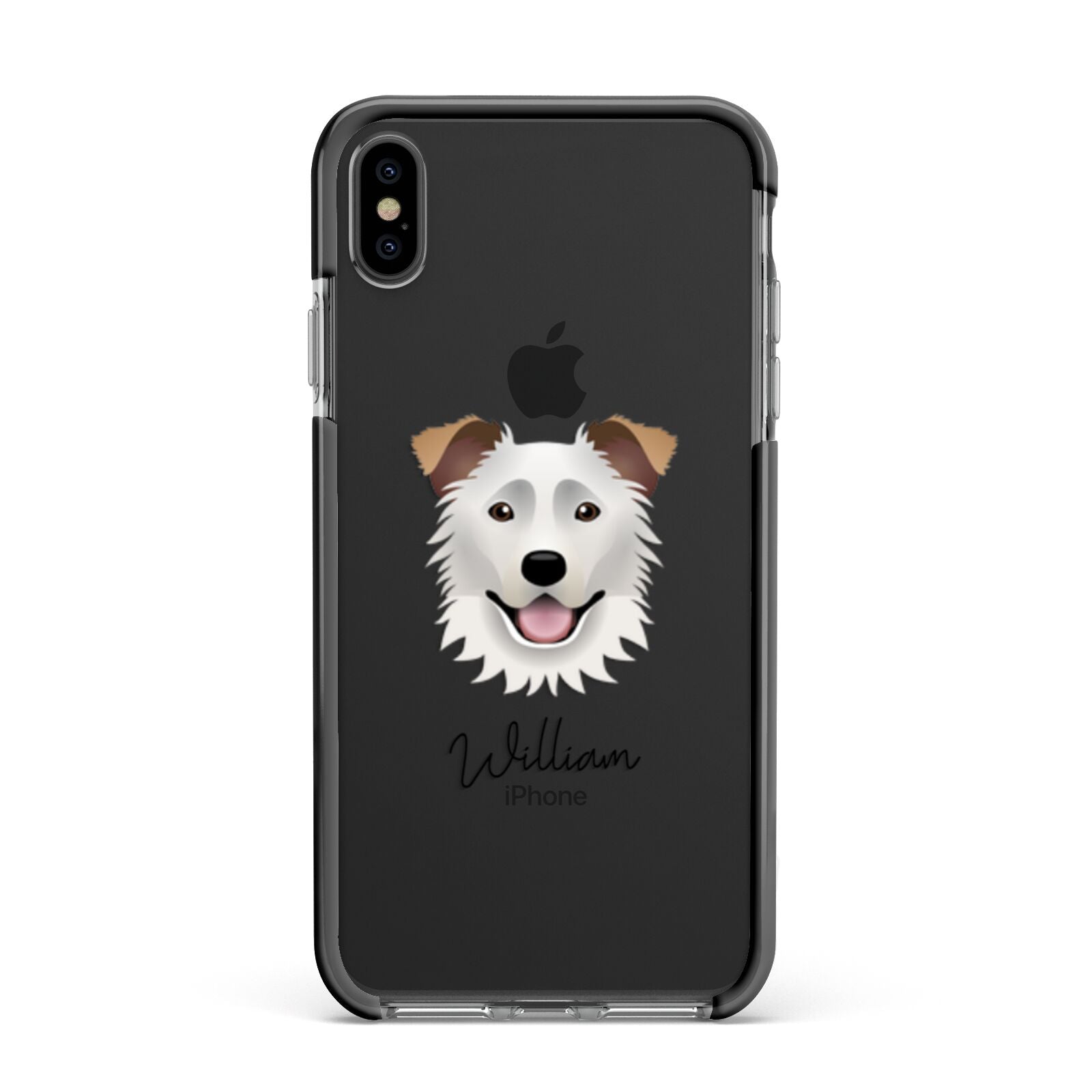 Border Collie Personalised Apple iPhone Xs Max Impact Case Black Edge on Black Phone