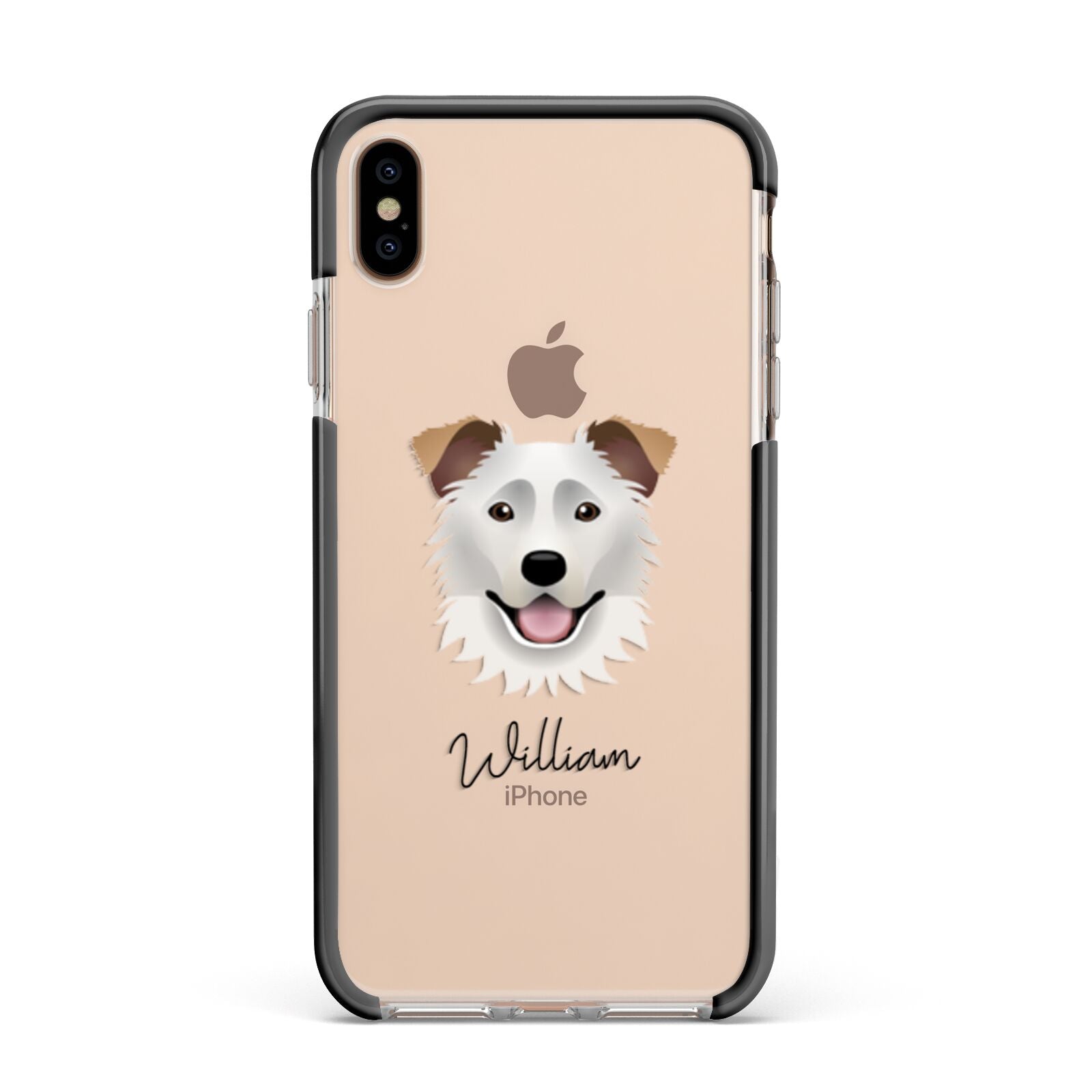 Border Collie Personalised Apple iPhone Xs Max Impact Case Black Edge on Gold Phone