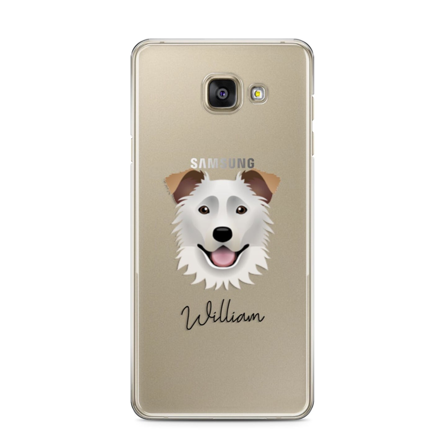 Border Collie Personalised Samsung Galaxy A3 2016 Case on gold phone