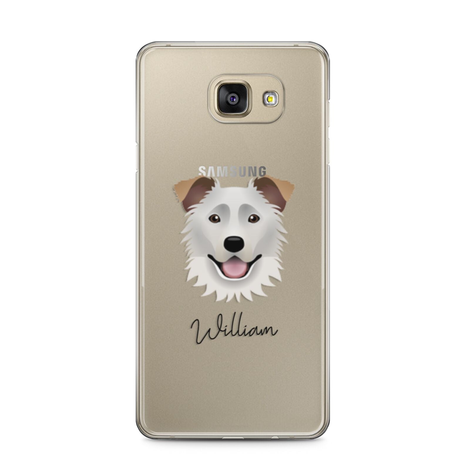 Border Collie Personalised Samsung Galaxy A5 2016 Case on gold phone