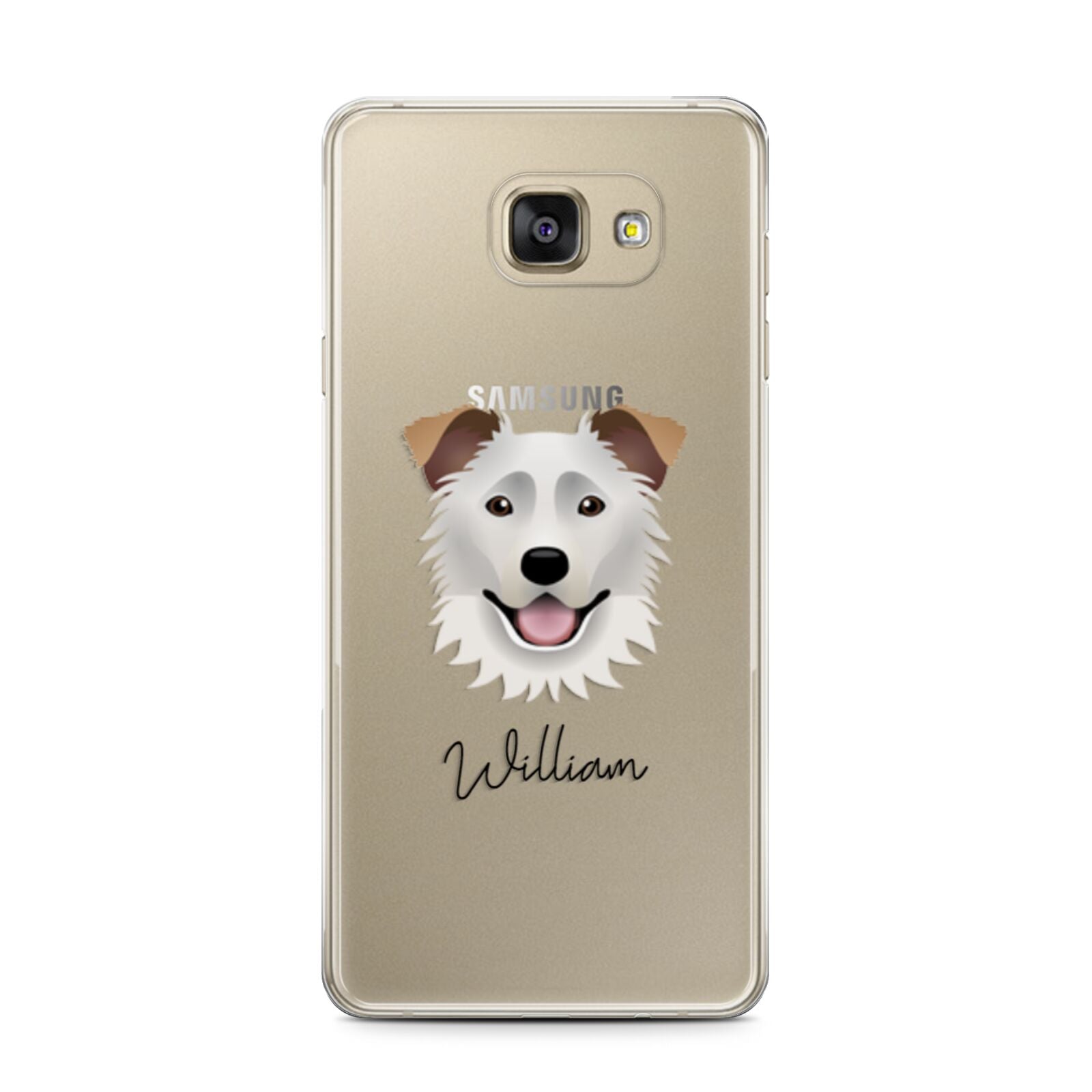 Border Collie Personalised Samsung Galaxy A7 2016 Case on gold phone