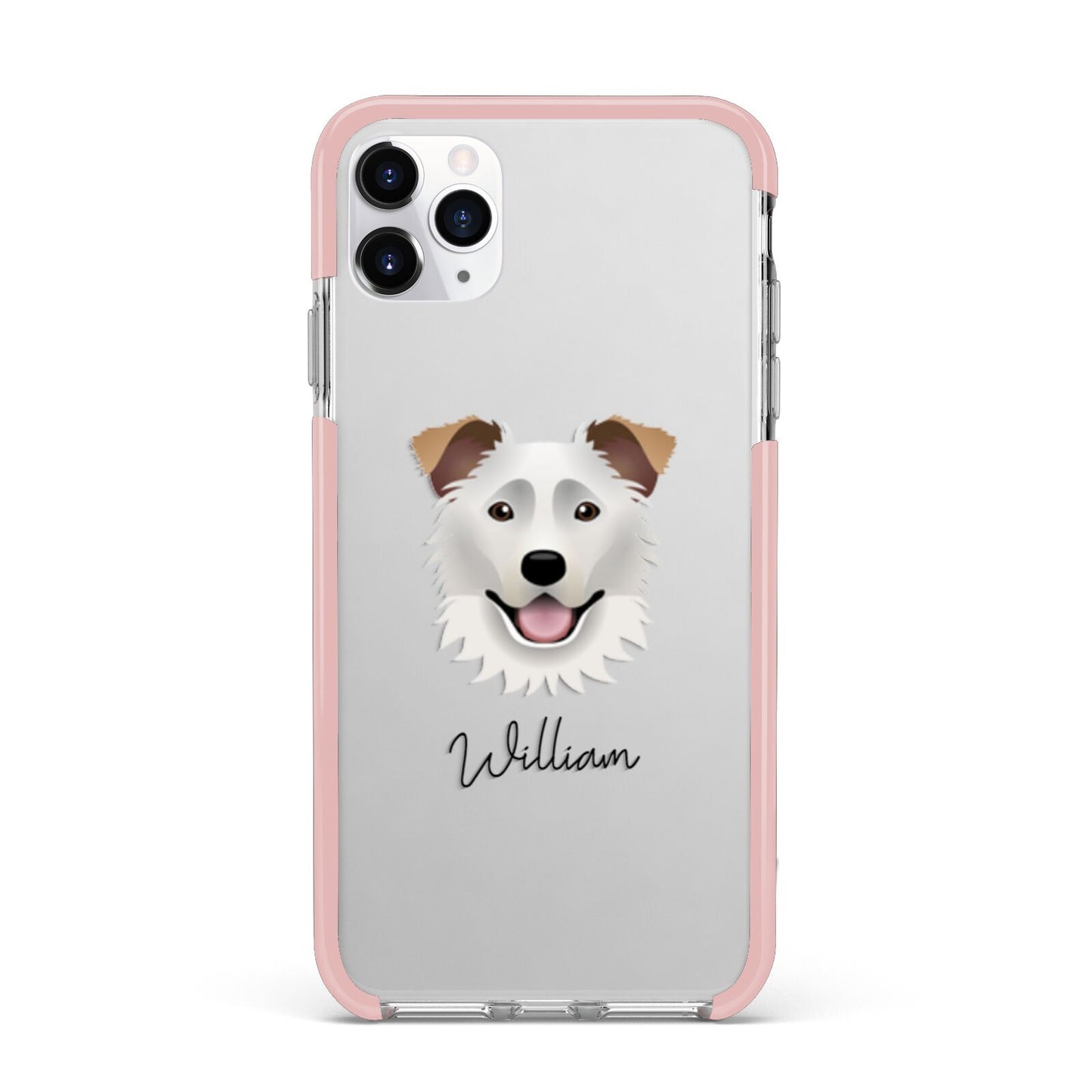 Border Collie Personalised iPhone 11 Pro Max Impact Pink Edge Case
