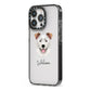 Border Collie Personalised iPhone 13 Pro Black Impact Case Side Angle on Silver phone
