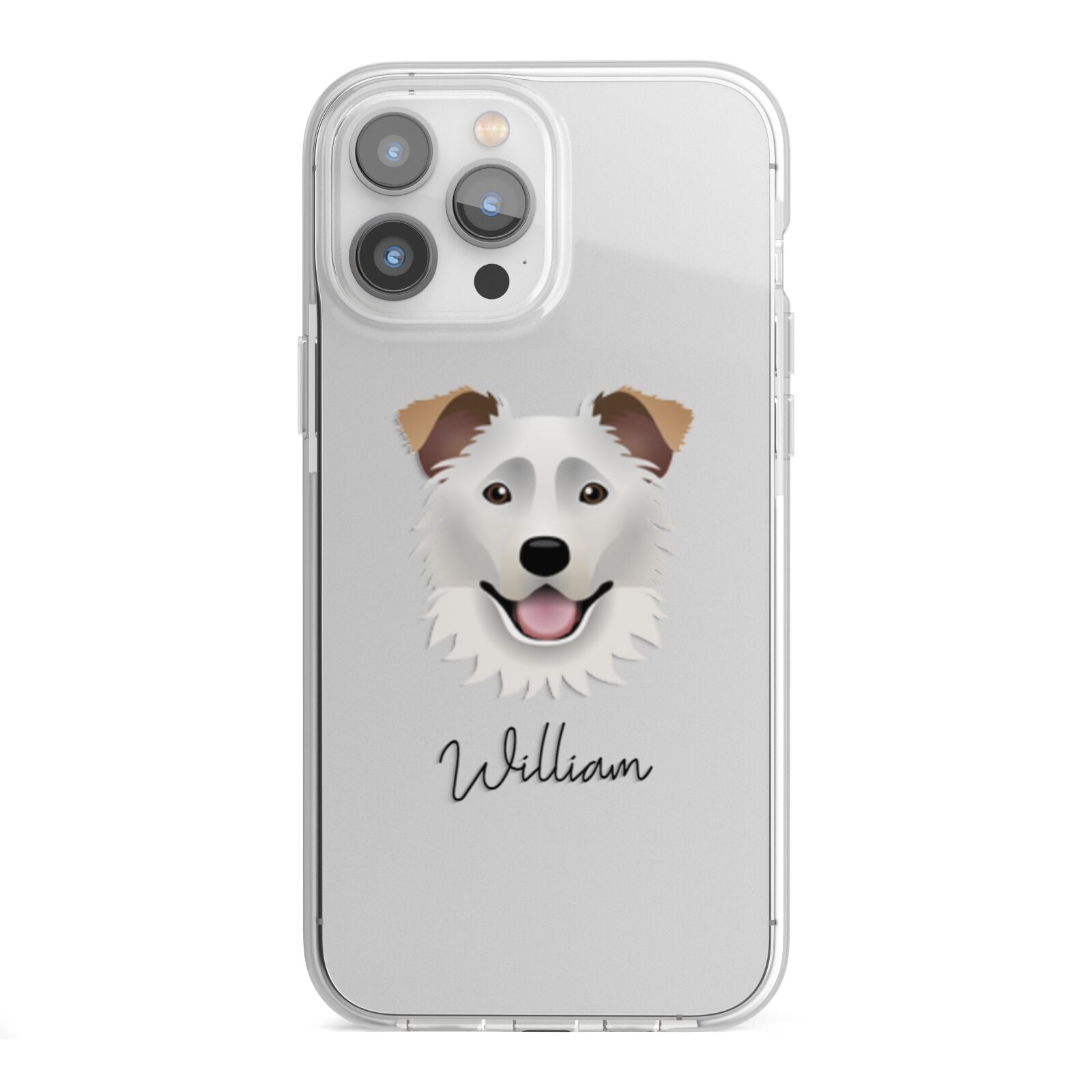 Border Collie Personalised iPhone 13 Pro Max TPU Impact Case with White Edges