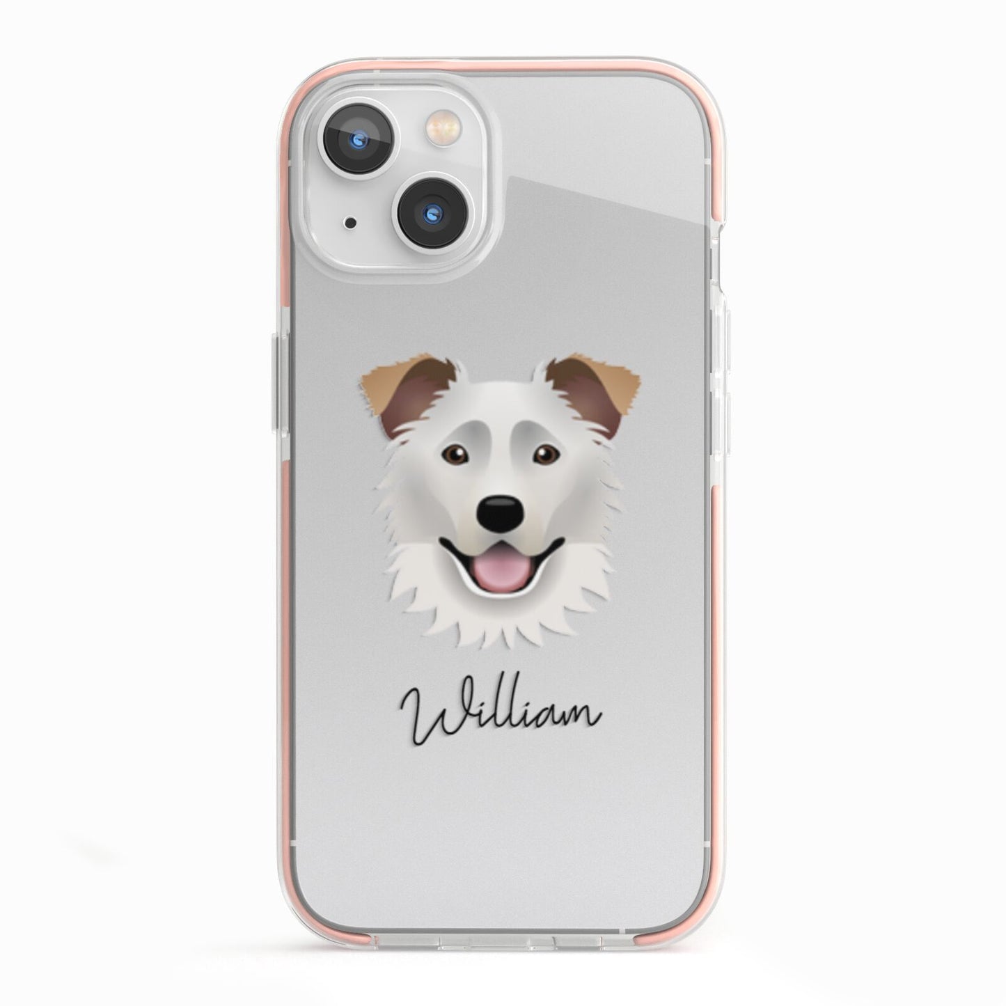 Border Collie Personalised iPhone 13 TPU Impact Case with Pink Edges