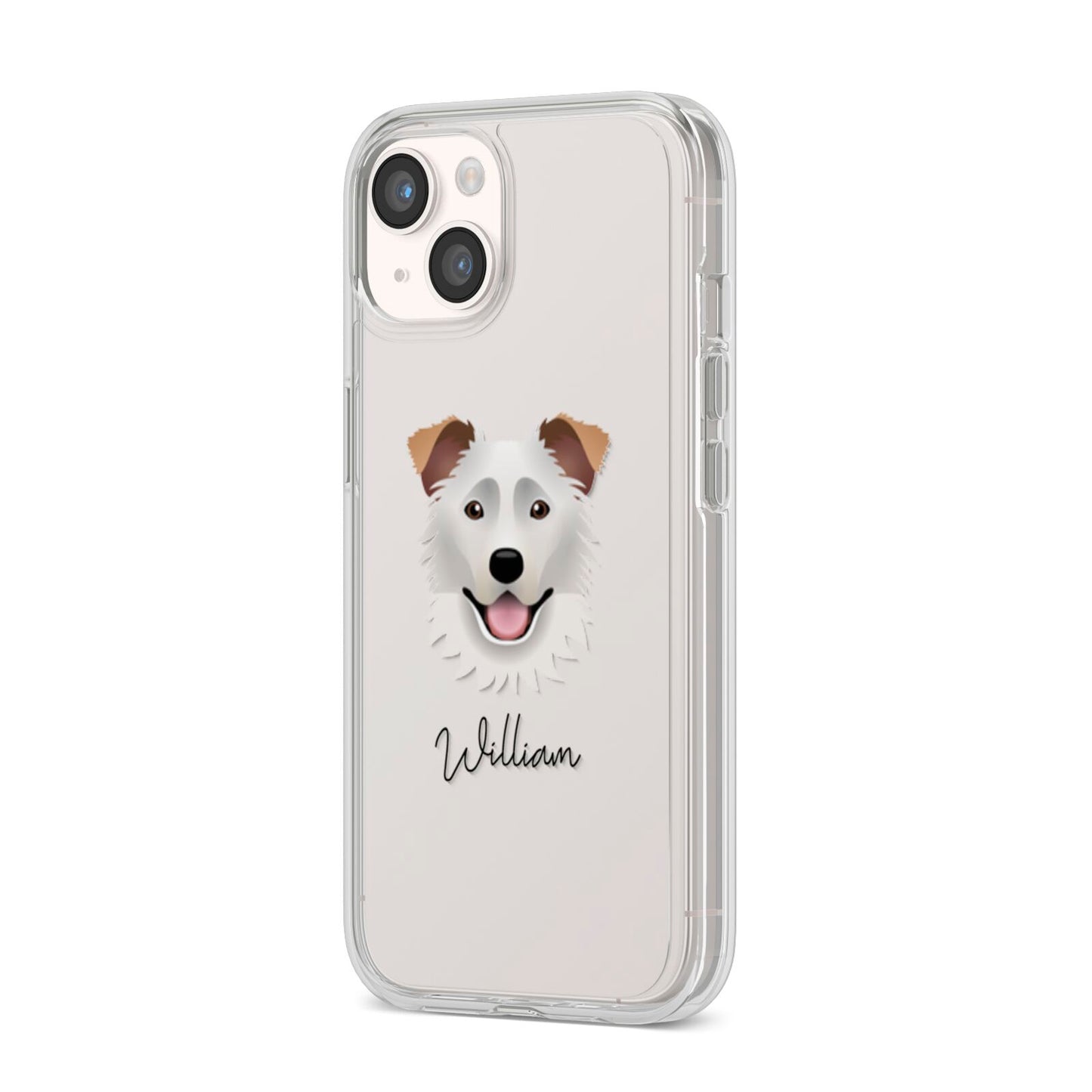 Border Collie Personalised iPhone 14 Clear Tough Case Starlight Angled Image