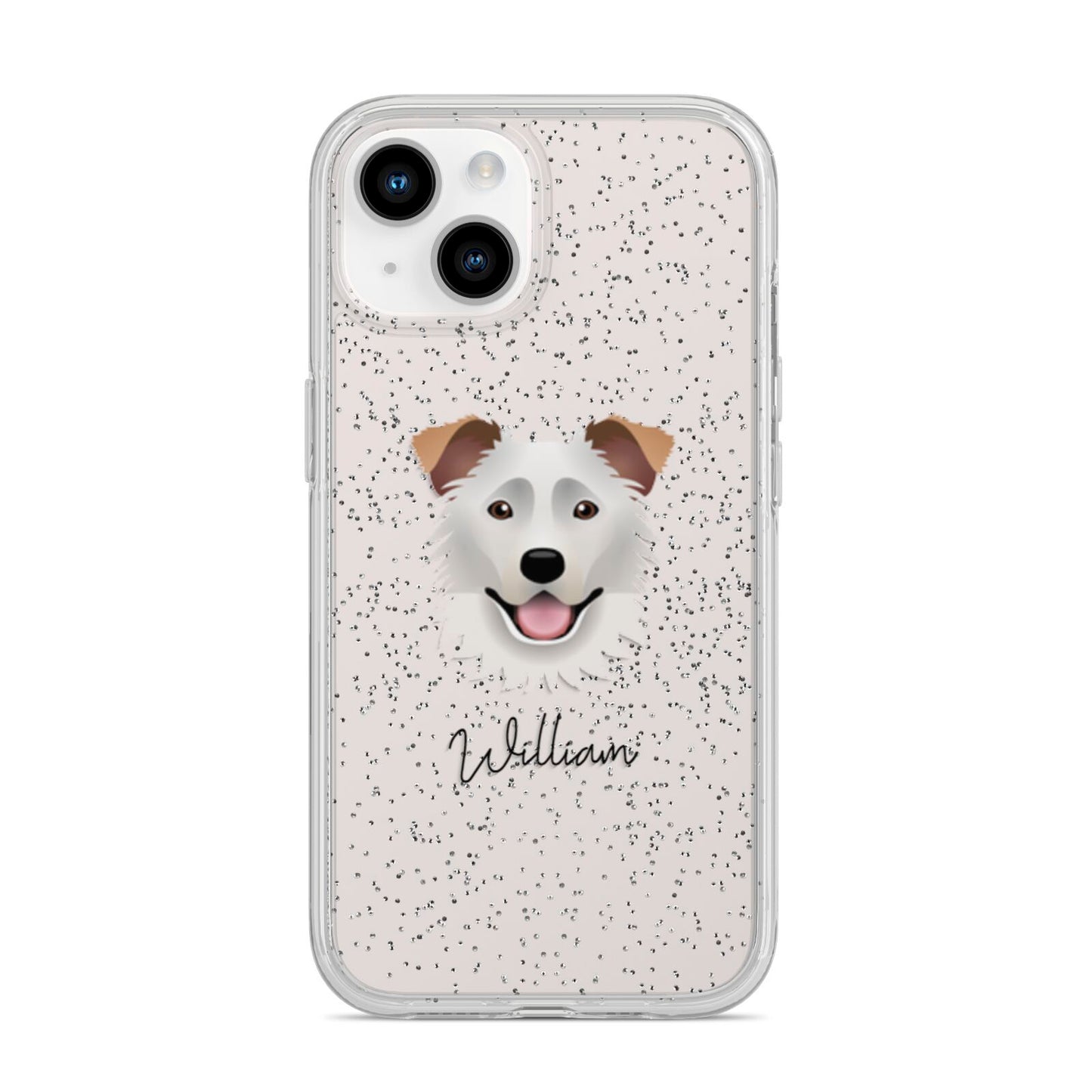 Border Collie Personalised iPhone 14 Glitter Tough Case Starlight