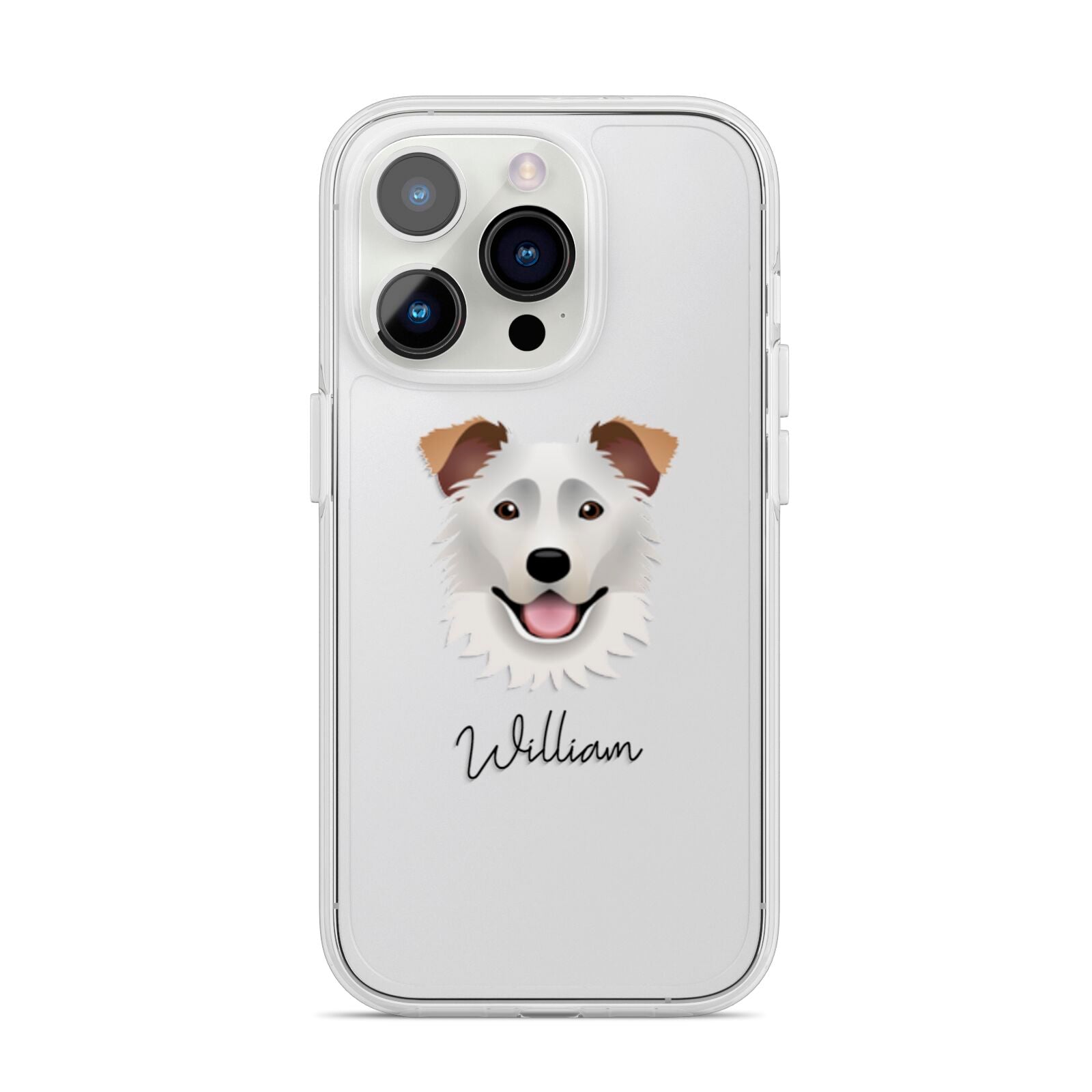 Border Collie Personalised iPhone 14 Pro Clear Tough Case Silver