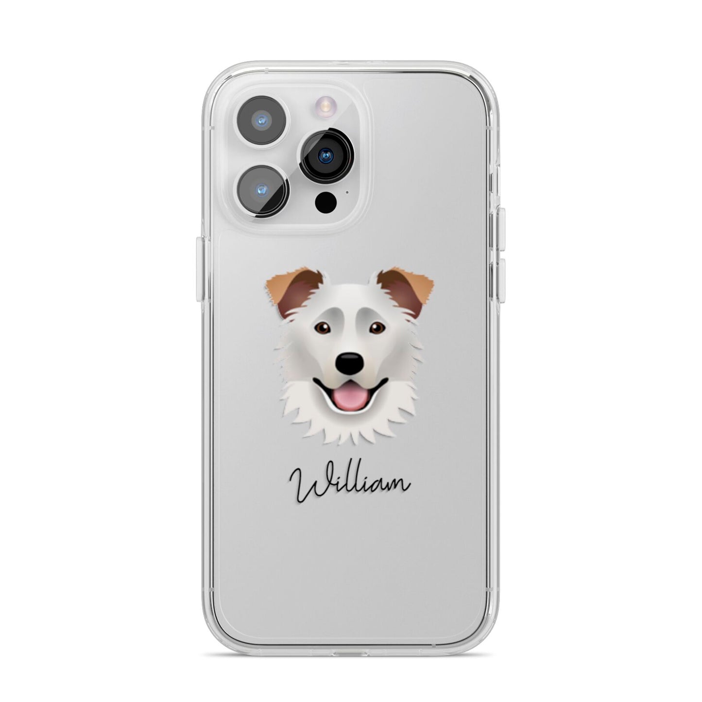 Border Collie Personalised iPhone 14 Pro Max Clear Tough Case Silver