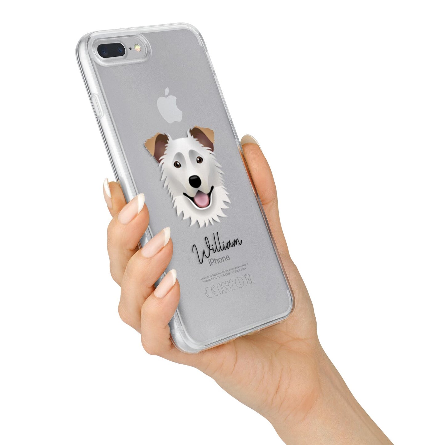 Border Collie Personalised iPhone 7 Plus Bumper Case on Silver iPhone Alternative Image
