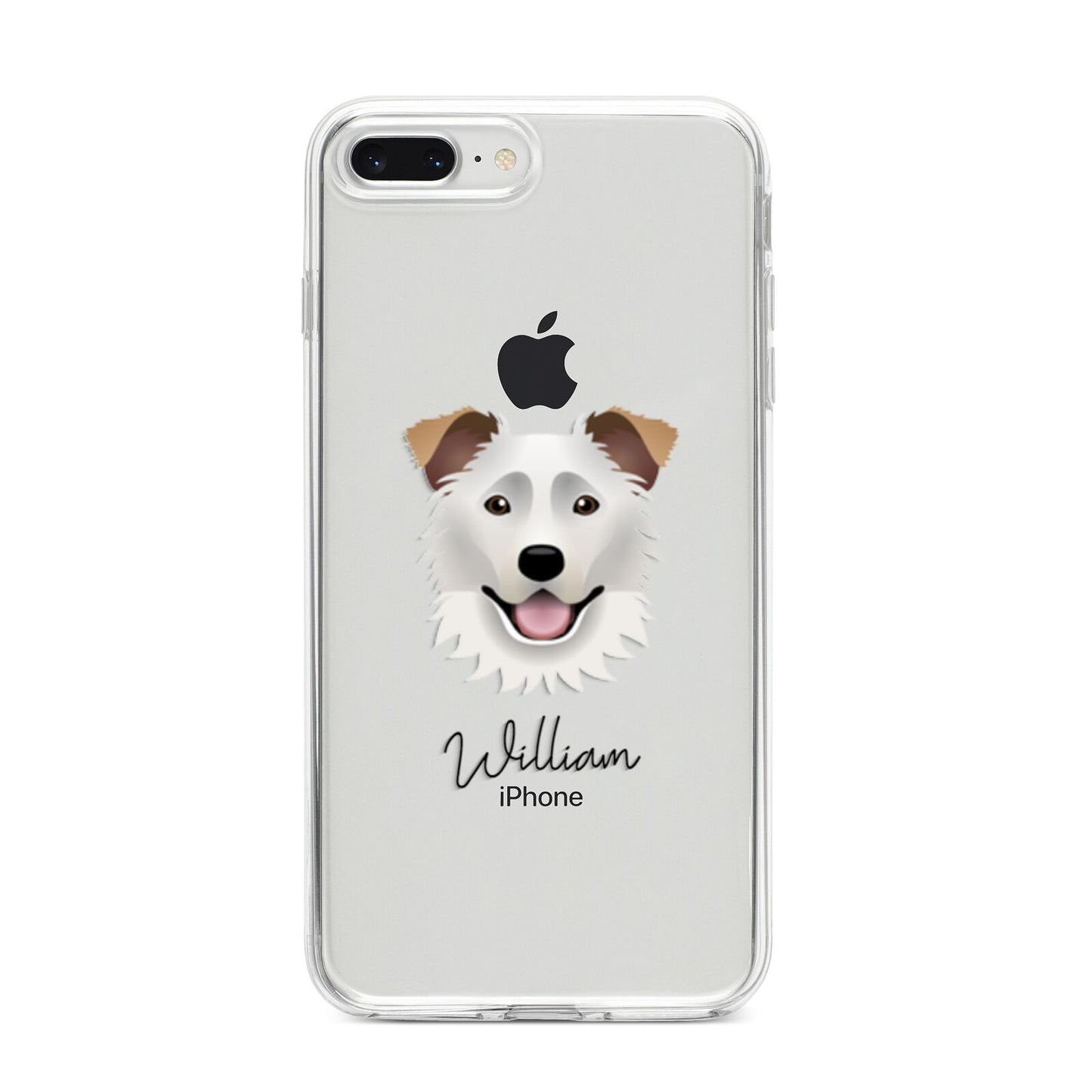 Border Collie Personalised iPhone 8 Plus Bumper Case on Silver iPhone