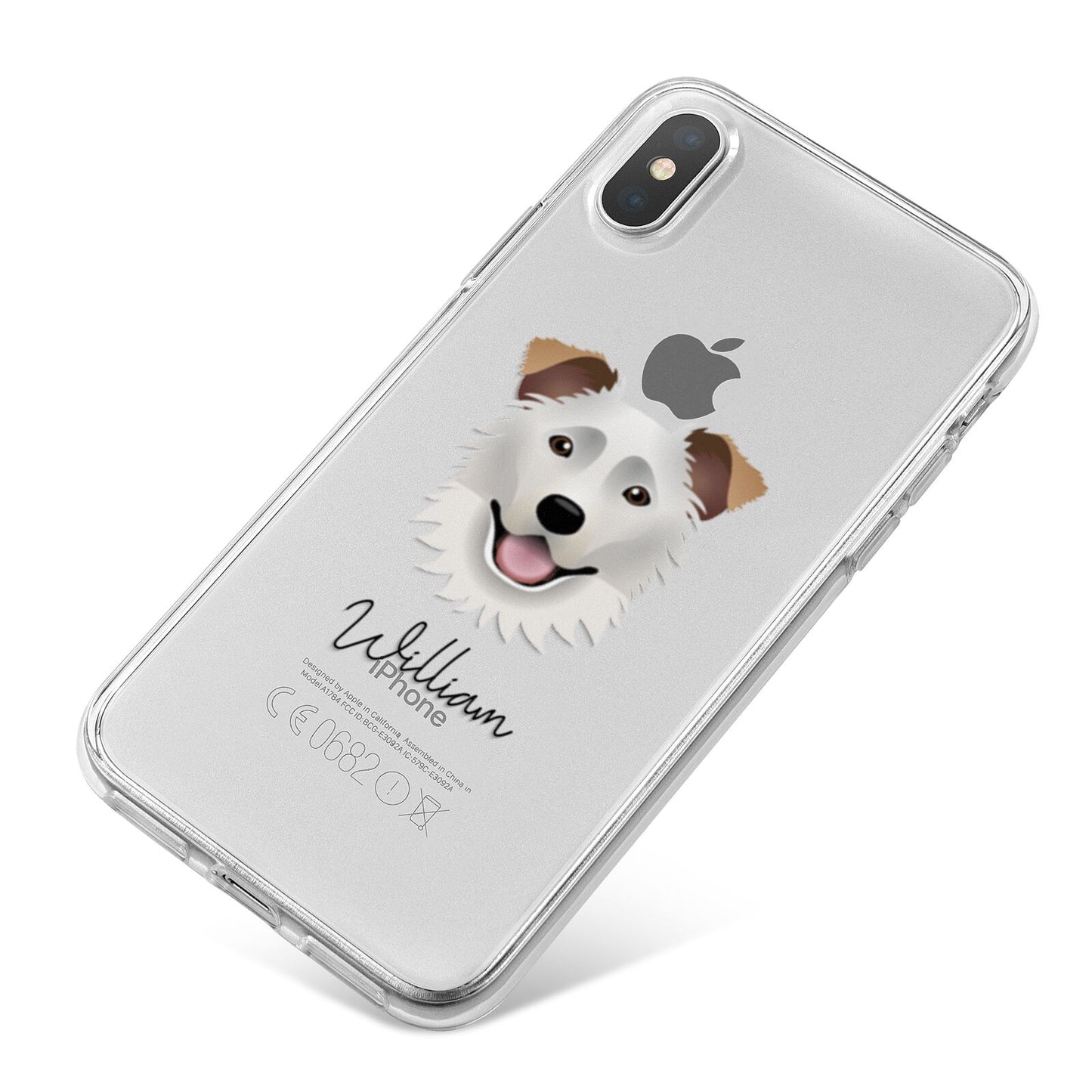 Border Collie Personalised iPhone X Bumper Case on Silver iPhone