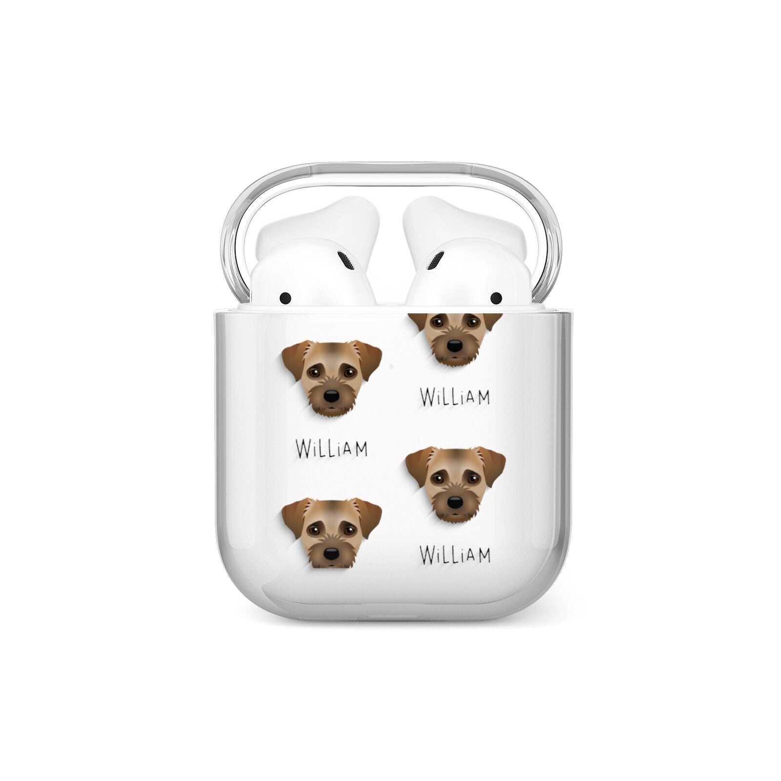 Border Terrier Icon with Name AirPods Case