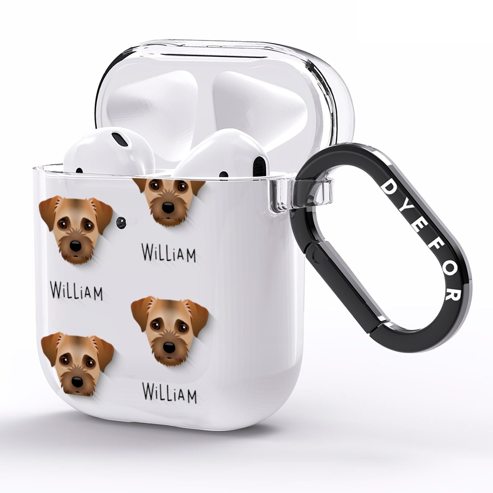 Border Terrier Icon with Name AirPods Clear Case Side Image