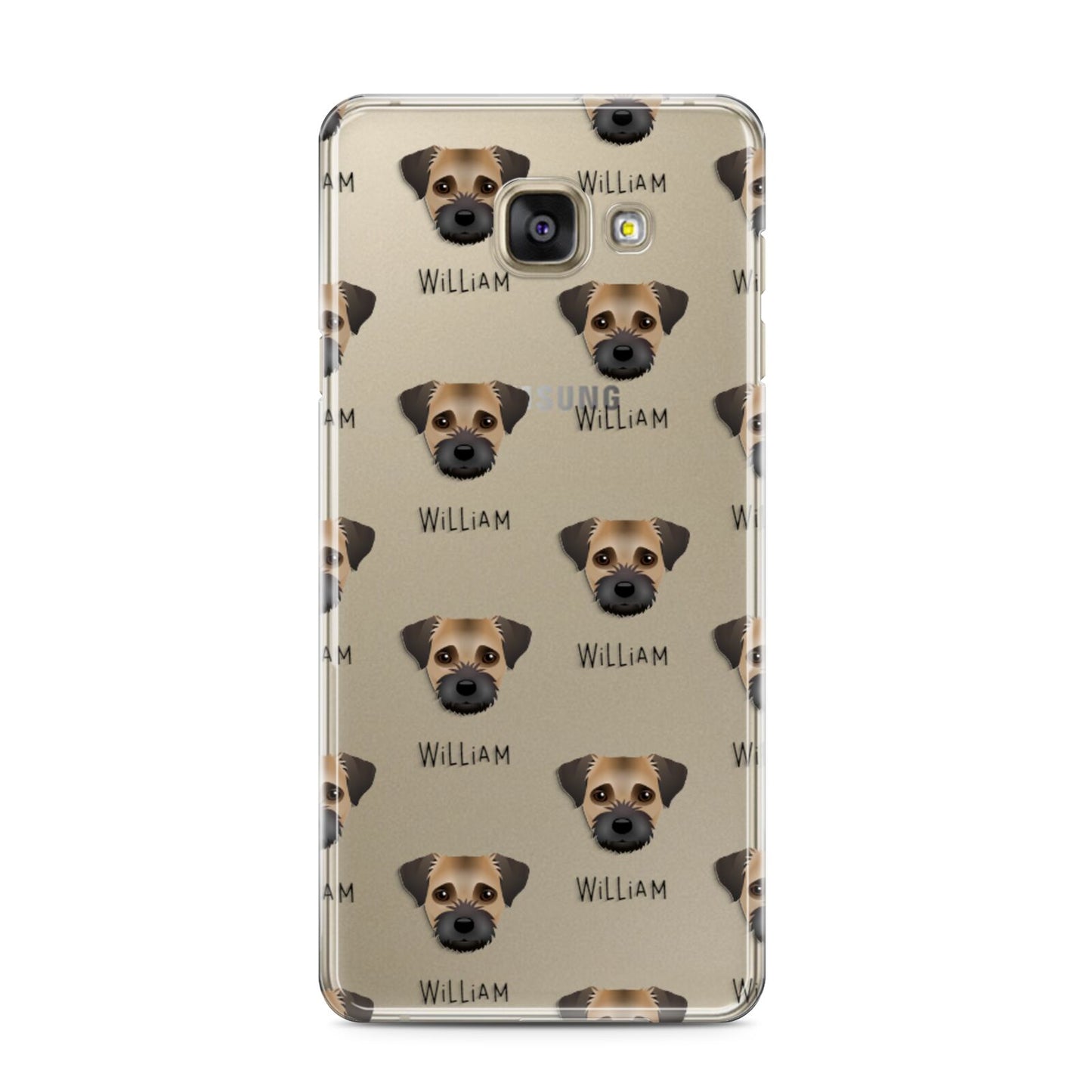 Border Terrier Icon with Name Samsung Galaxy A3 2016 Case on gold phone