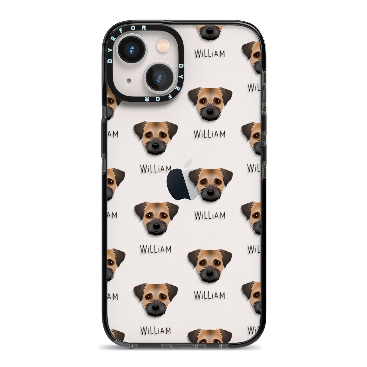 Border Terrier Icon with Name iPhone 13 Black Impact Case on Silver phone