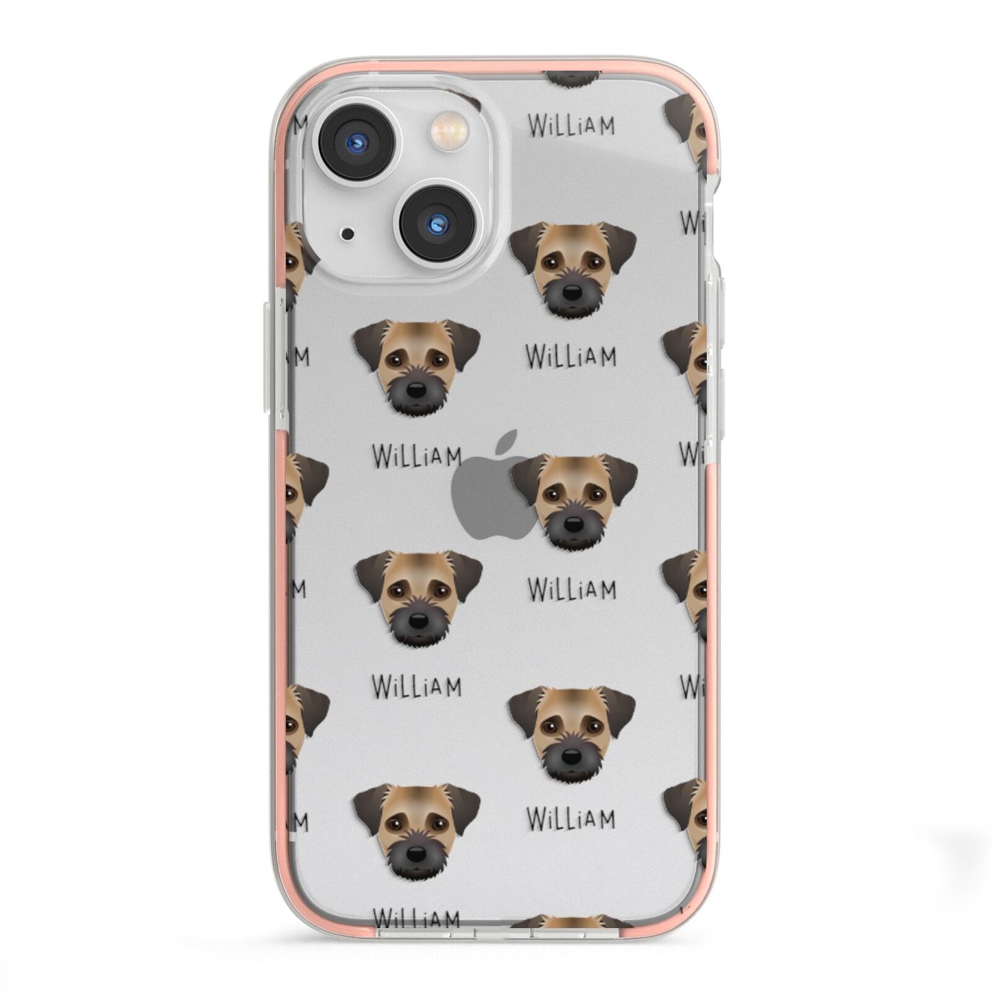 Border Terrier Icon with Name iPhone 13 Mini TPU Impact Case with Pink Edges
