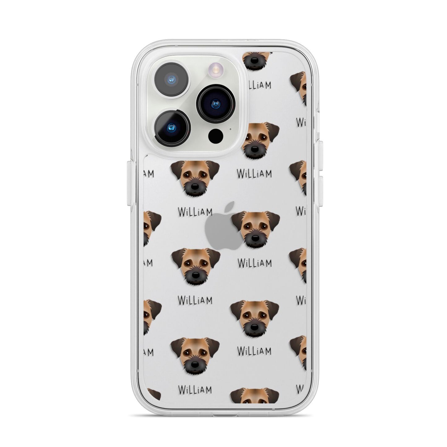 Border Terrier Icon with Name iPhone 14 Pro Clear Tough Case Silver