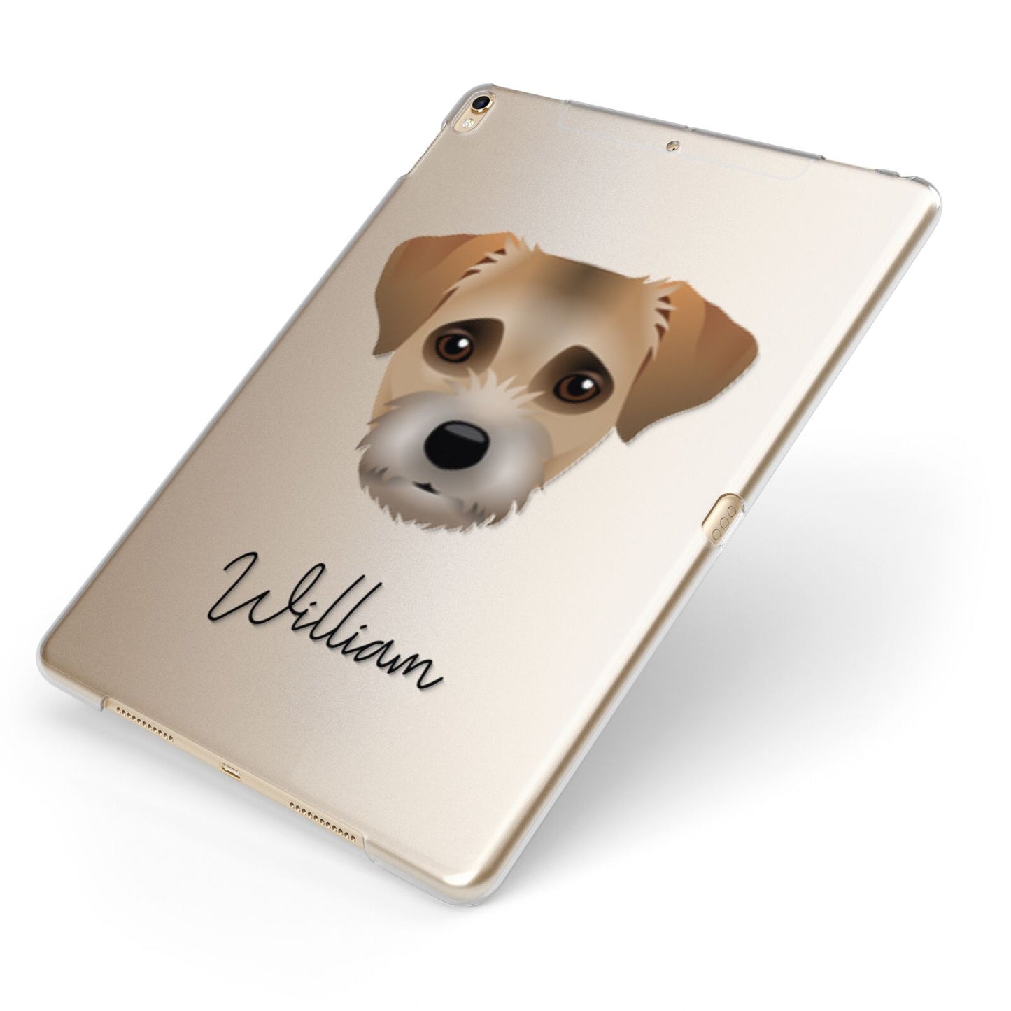 Border Terrier Personalised Apple iPad Case on Gold iPad Side View