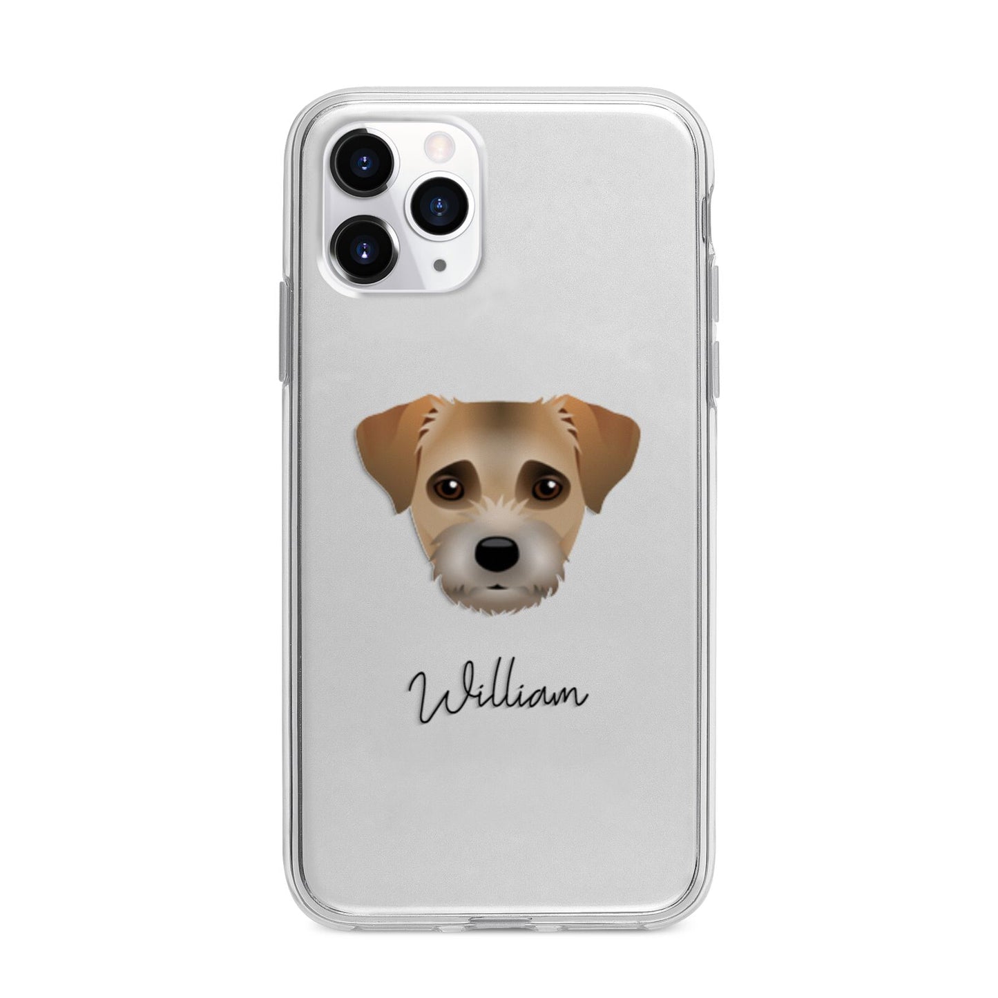 Border Terrier Personalised Apple iPhone 11 Pro Max in Silver with Bumper Case