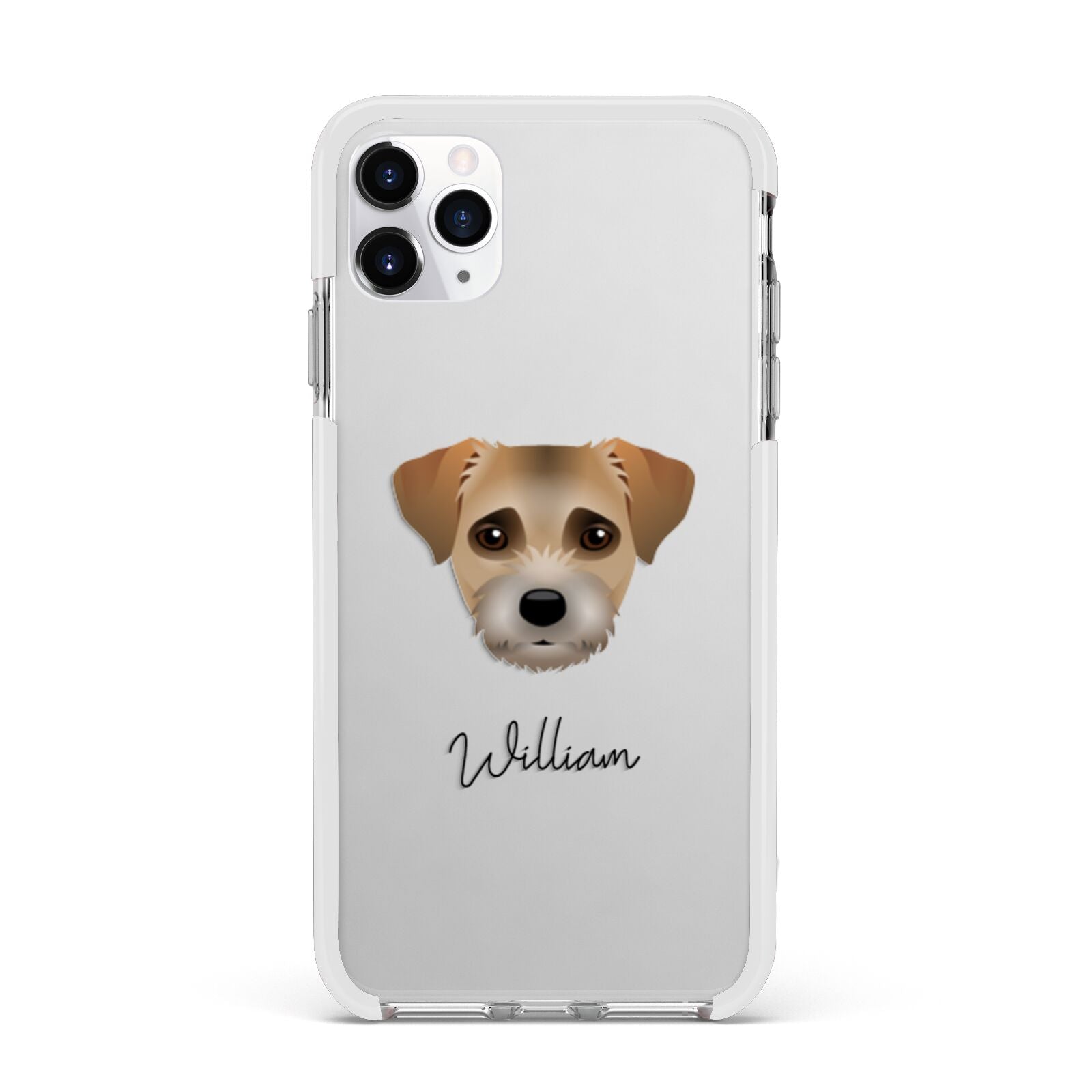 Border Terrier Personalised Apple iPhone 11 Pro Max in Silver with White Impact Case