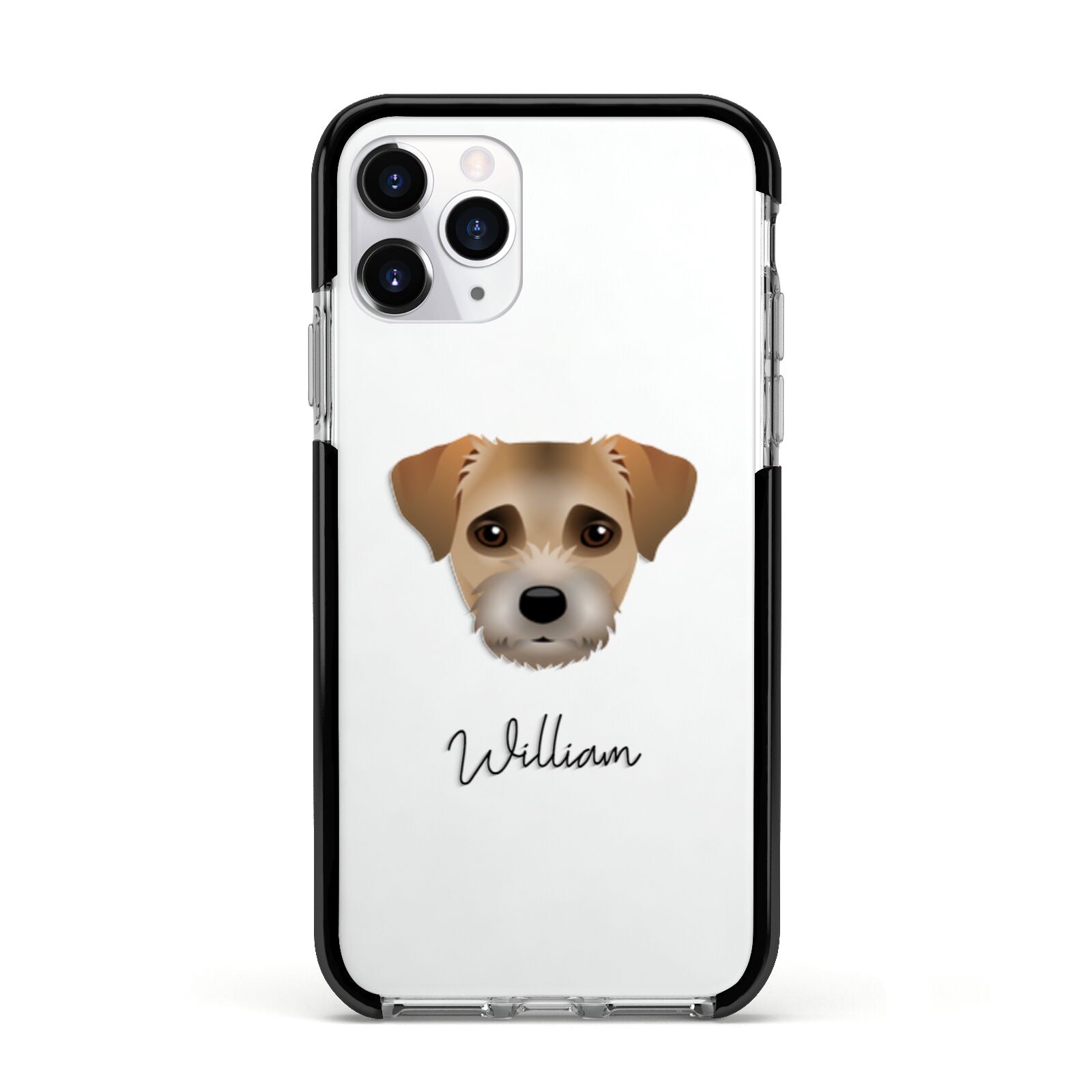 Border Terrier Personalised Apple iPhone 11 Pro in Silver with Black Impact Case