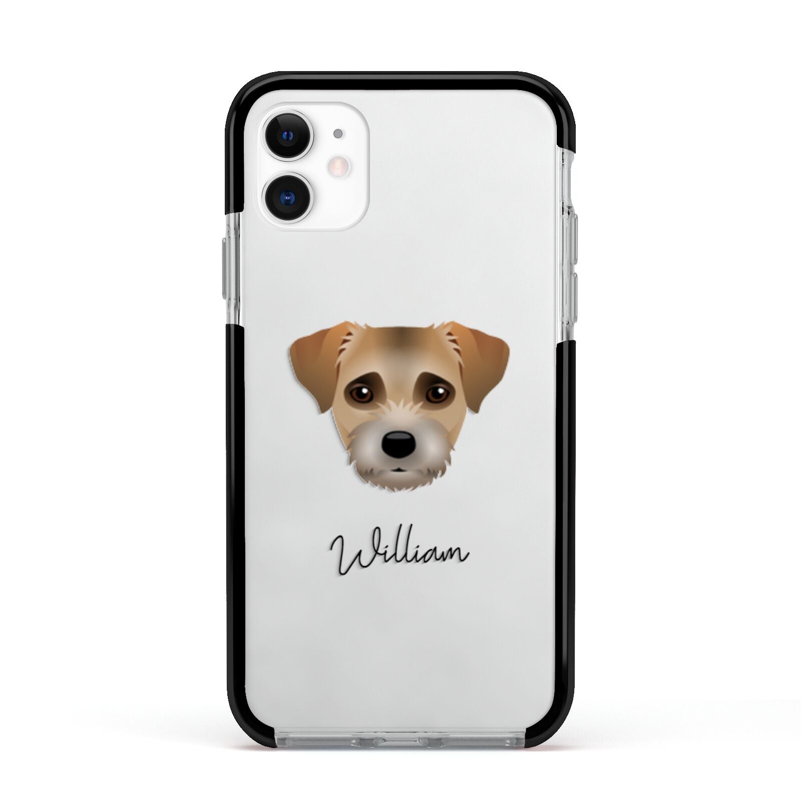 Border Terrier Personalised Apple iPhone 11 in White with Black Impact Case