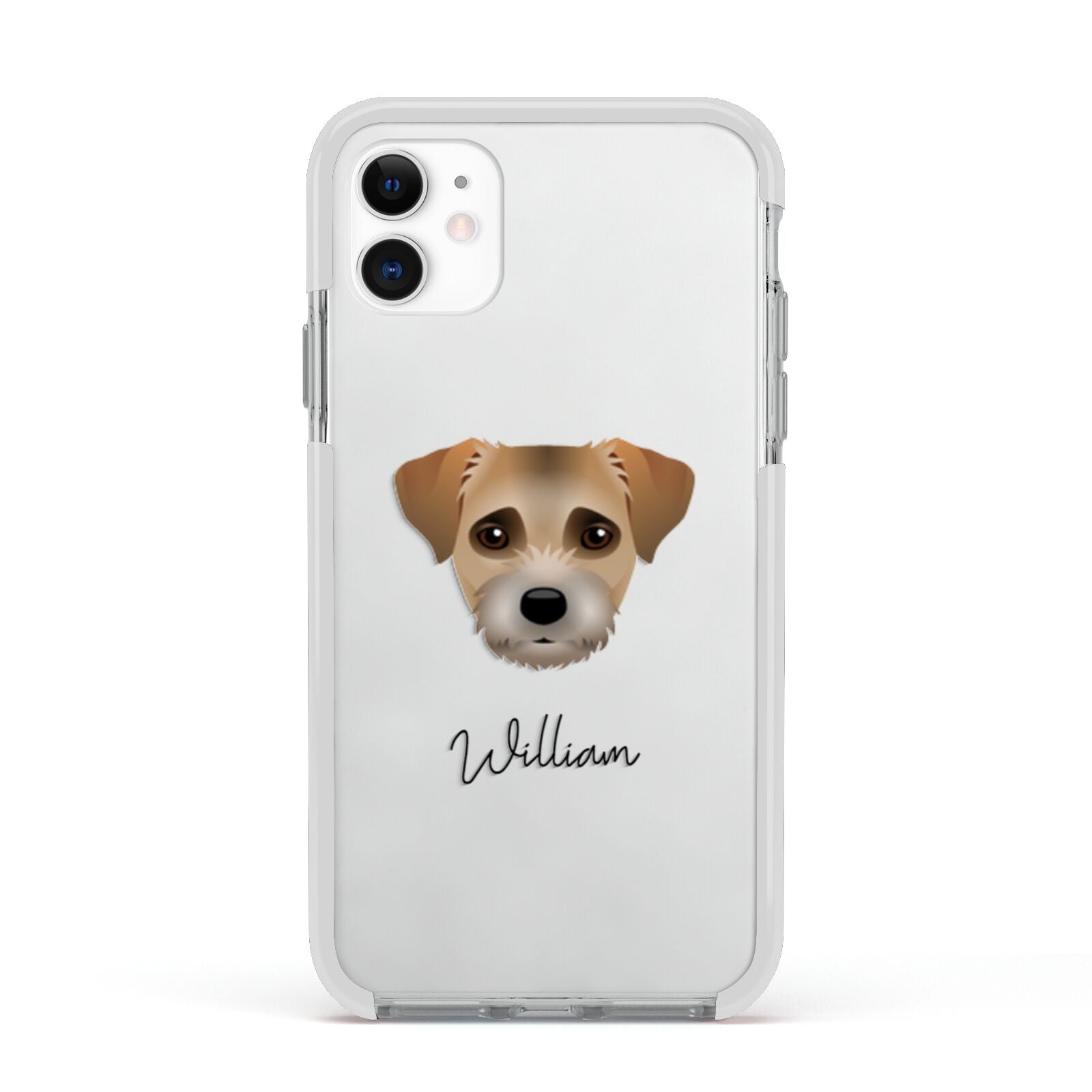 Border Terrier Personalised Apple iPhone 11 in White with White Impact Case