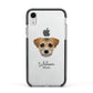 Border Terrier Personalised Apple iPhone XR Impact Case Black Edge on Silver Phone