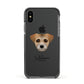 Border Terrier Personalised Apple iPhone Xs Impact Case Black Edge on Black Phone