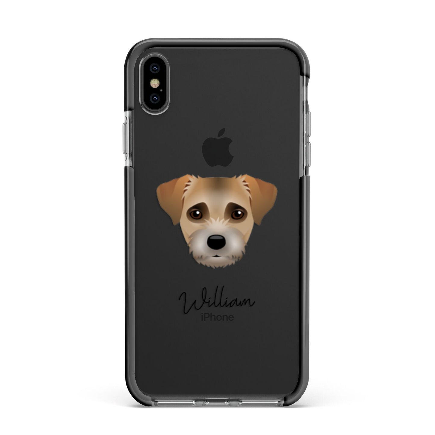 Border Terrier Personalised Apple iPhone Xs Max Impact Case Black Edge on Black Phone
