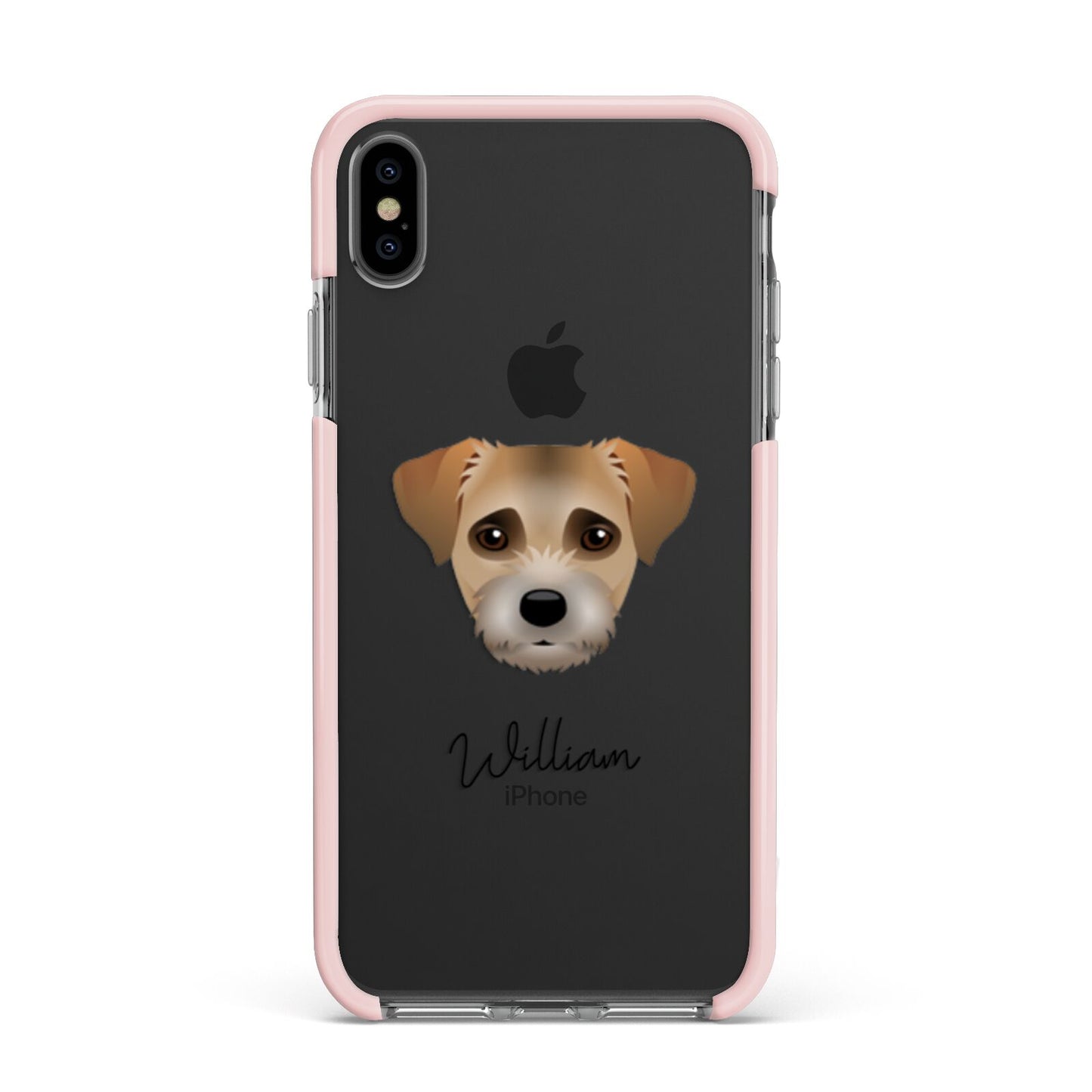 Border Terrier Personalised Apple iPhone Xs Max Impact Case Pink Edge on Black Phone