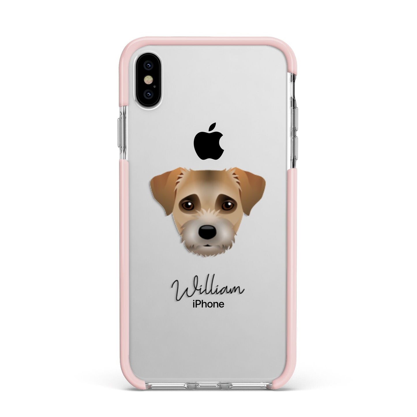 Border Terrier Personalised Apple iPhone Xs Max Impact Case Pink Edge on Silver Phone