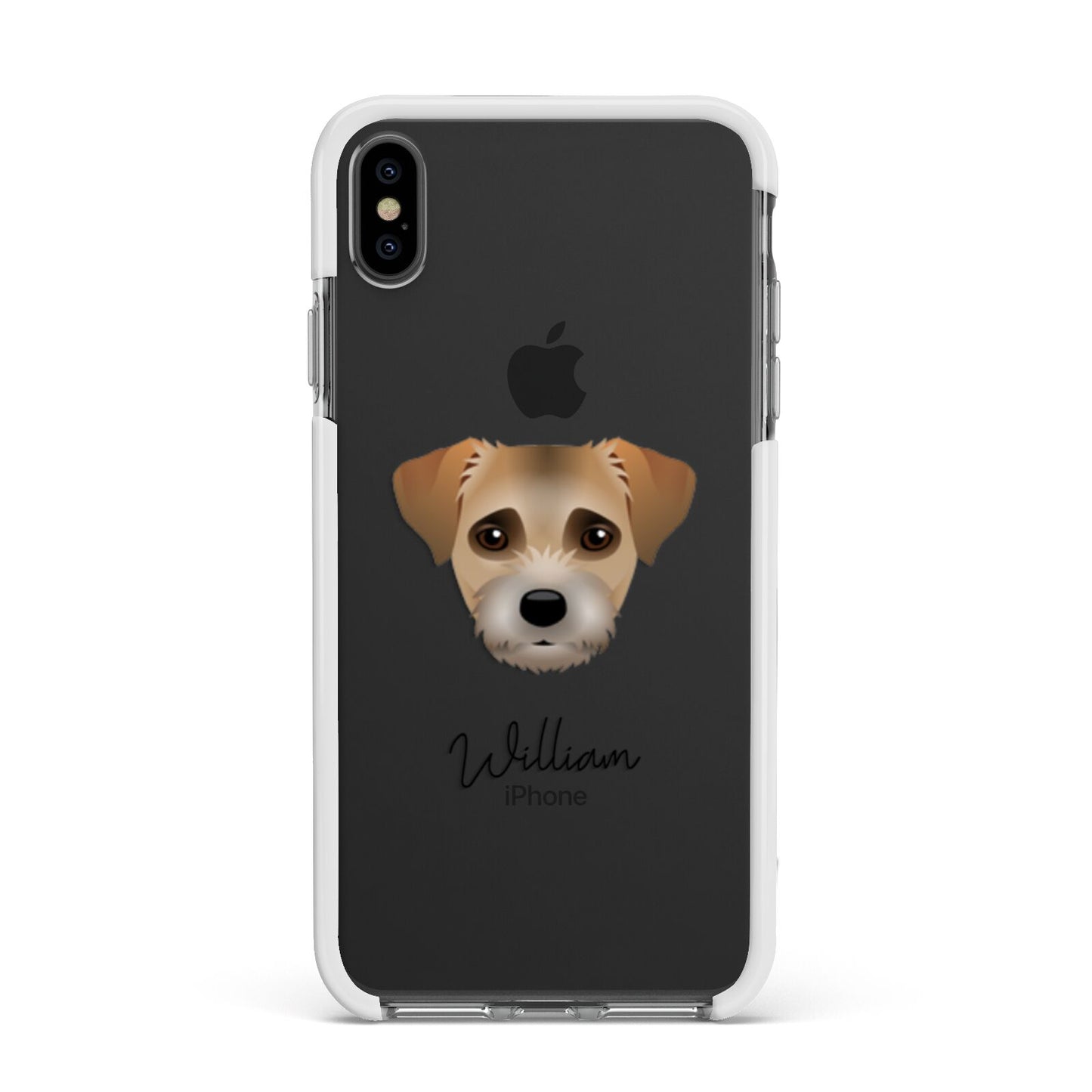 Border Terrier Personalised Apple iPhone Xs Max Impact Case White Edge on Black Phone