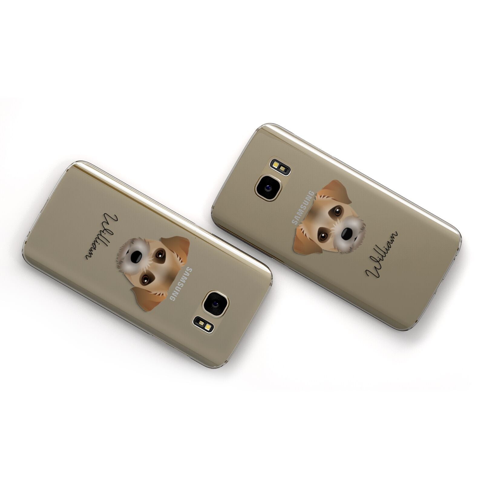 Border Terrier Personalised Samsung Galaxy Case Flat Overview