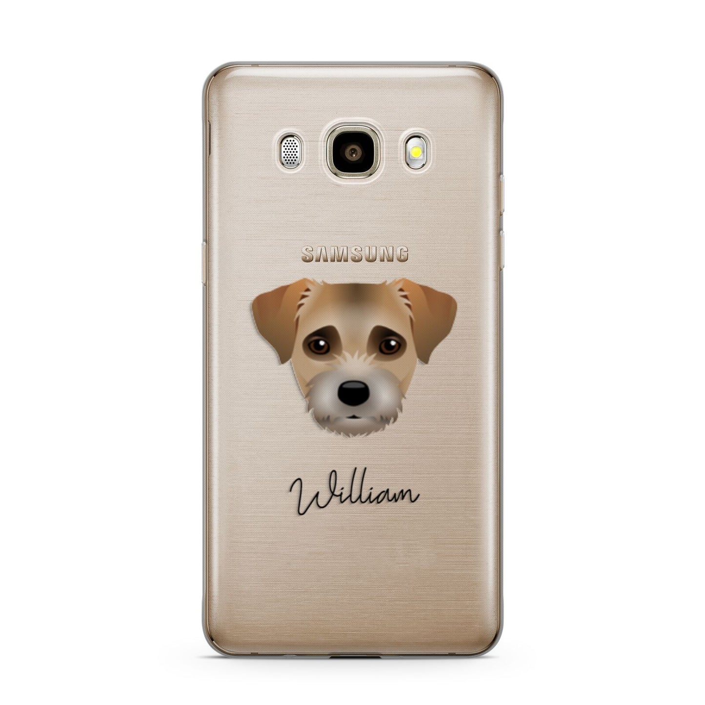 Border Terrier Personalised Samsung Galaxy J7 2016 Case on gold phone