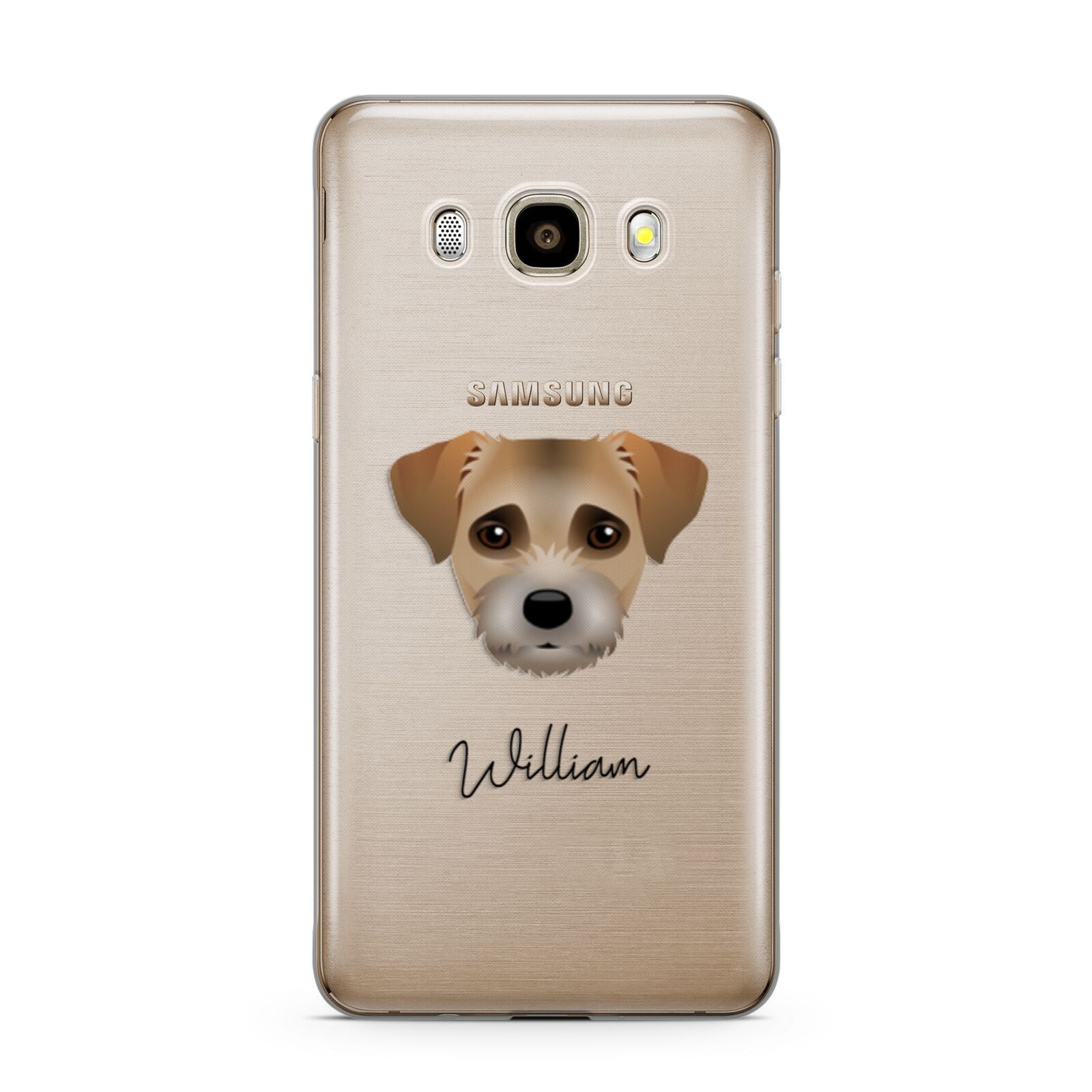 Border Terrier Personalised Samsung Galaxy J7 2016 Case on gold phone