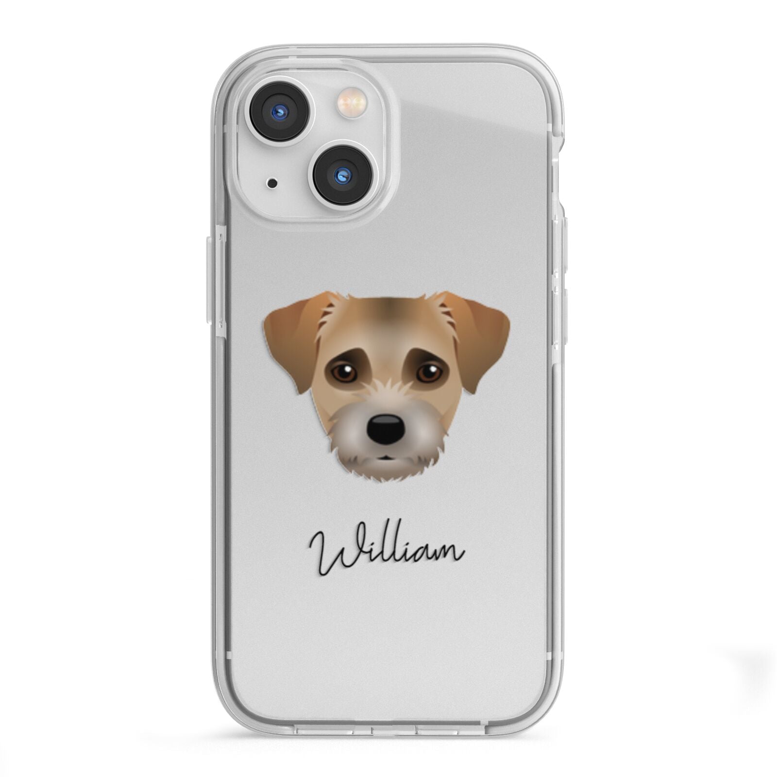 Border Terrier Personalised iPhone 13 Mini TPU Impact Case with White Edges