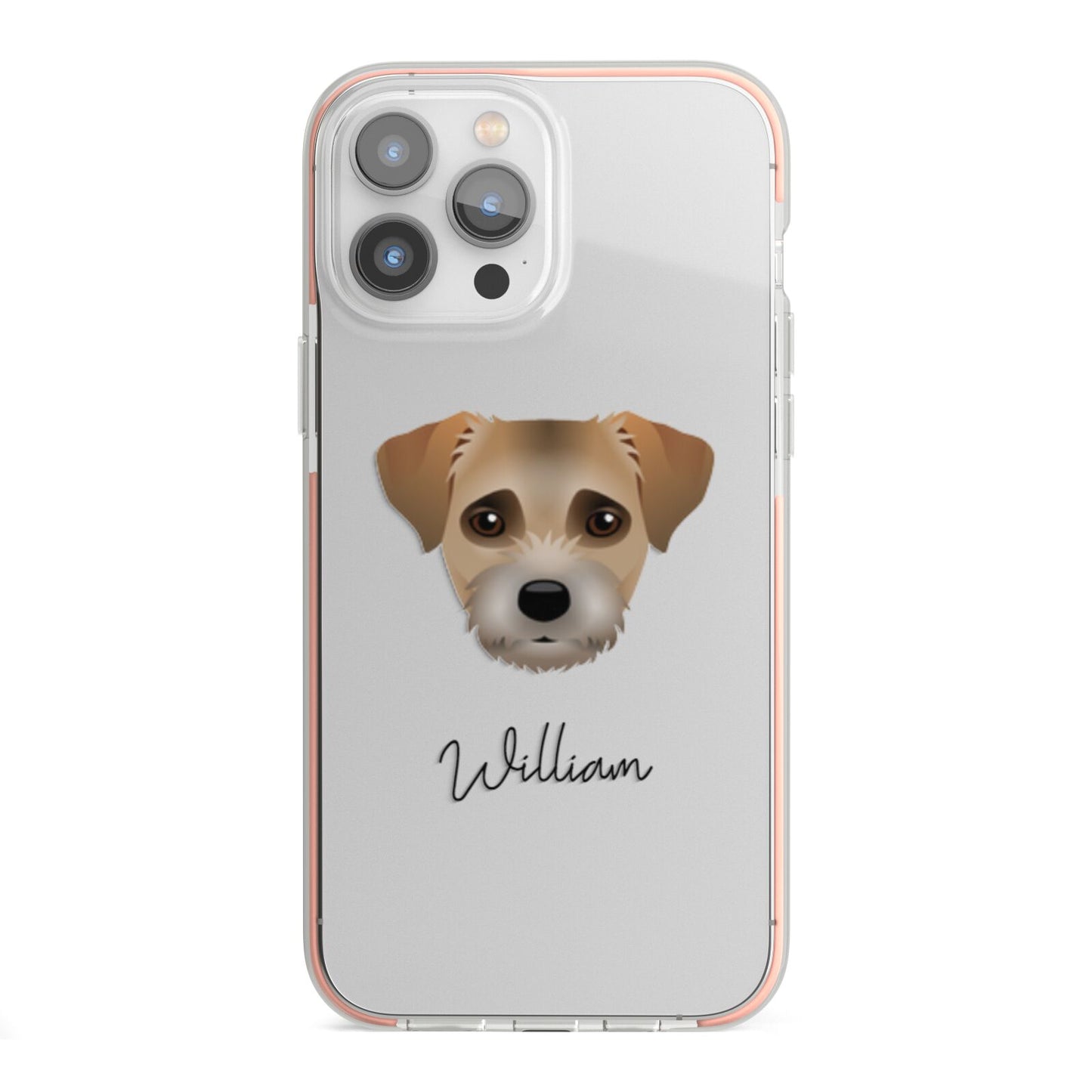 Border Terrier Personalised iPhone 13 Pro Max TPU Impact Case with Pink Edges