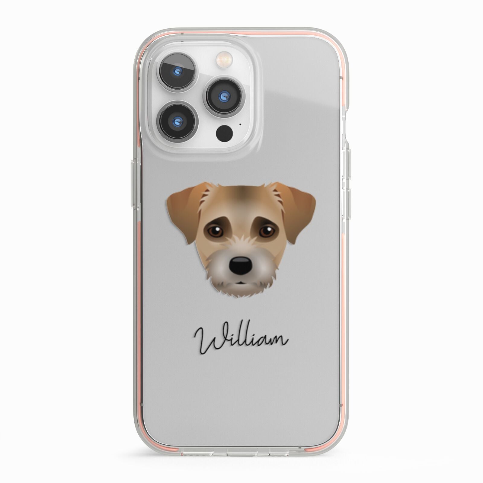 Border Terrier Personalised iPhone 13 Pro TPU Impact Case with Pink Edges