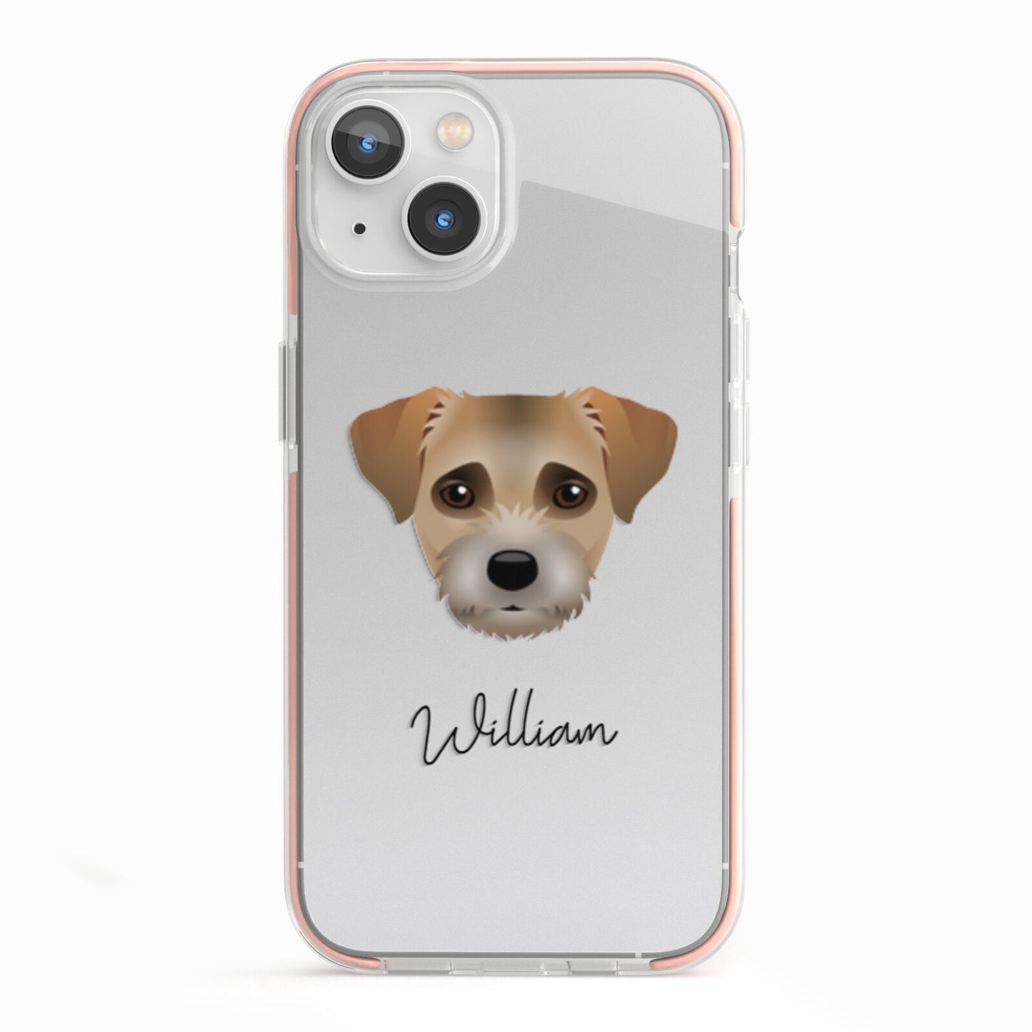 Border Terrier Personalised iPhone 13 TPU Impact Case with Pink Edges