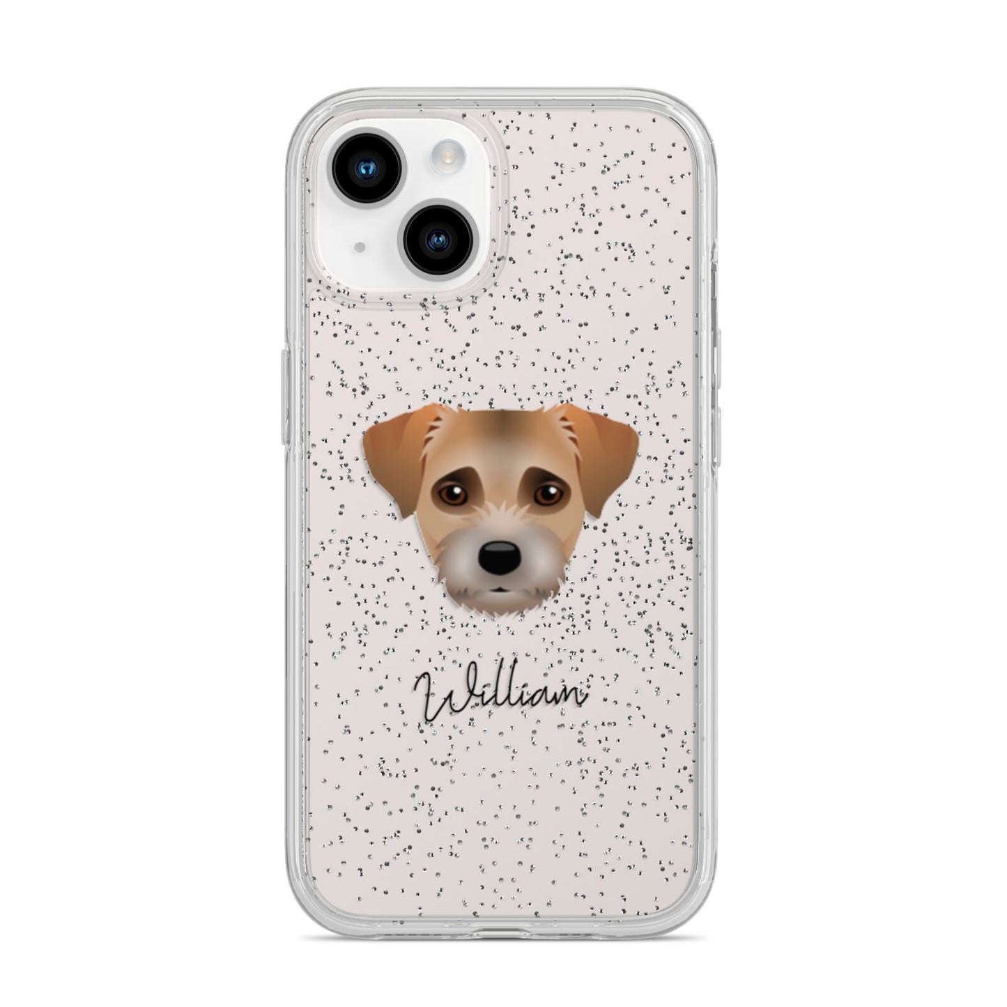 Border Terrier Personalised iPhone 14 Glitter Tough Case Starlight