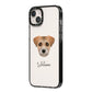 Border Terrier Personalised iPhone 14 Plus Black Impact Case Side Angle on Silver phone