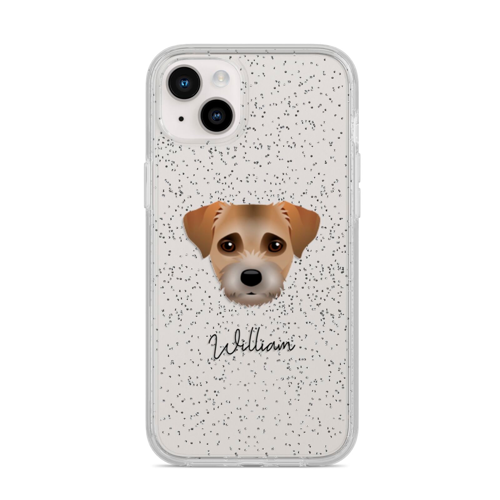 Border Terrier Personalised iPhone 14 Plus Glitter Tough Case Starlight