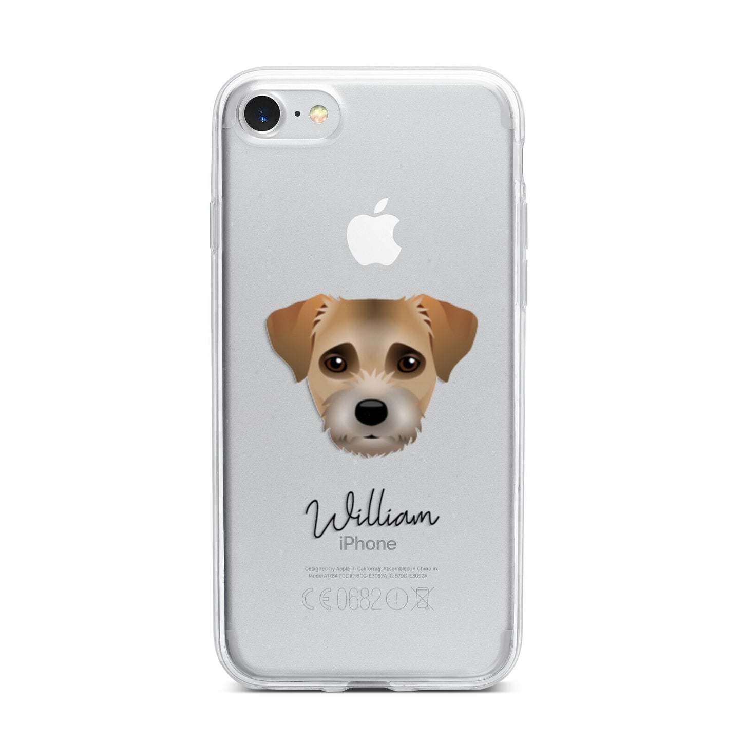 Border Terrier Personalised iPhone 7 Bumper Case on Silver iPhone