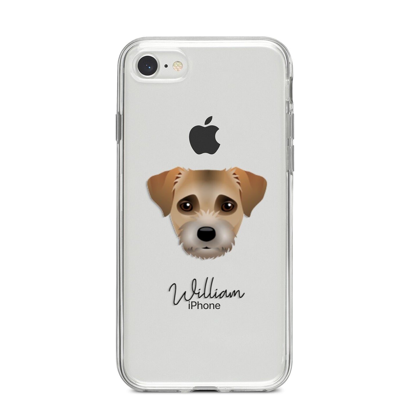 Border Terrier Personalised iPhone 8 Bumper Case on Silver iPhone