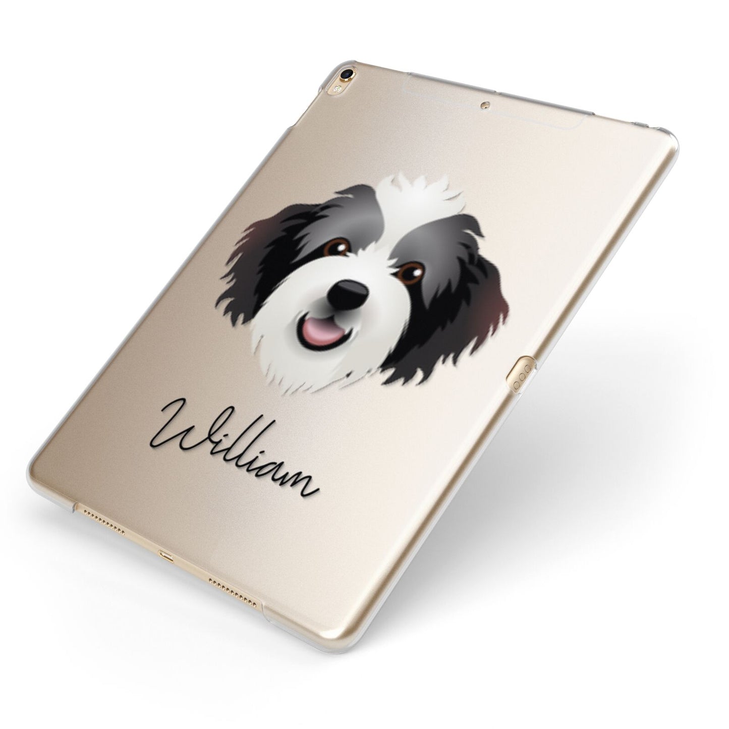 Bordoodle Personalised Apple iPad Case on Gold iPad Side View